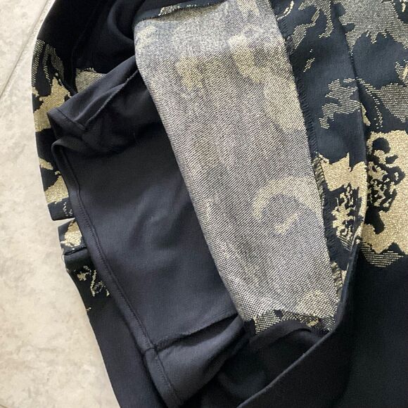 Belle Badgley Mischka black & gold floral metallic beaded sheath dress size 12 - Picture 6 of 9